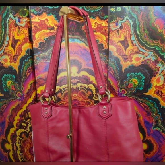 Coach Campbell Leather Belle Carryall Red Large - Picture 2 of 7